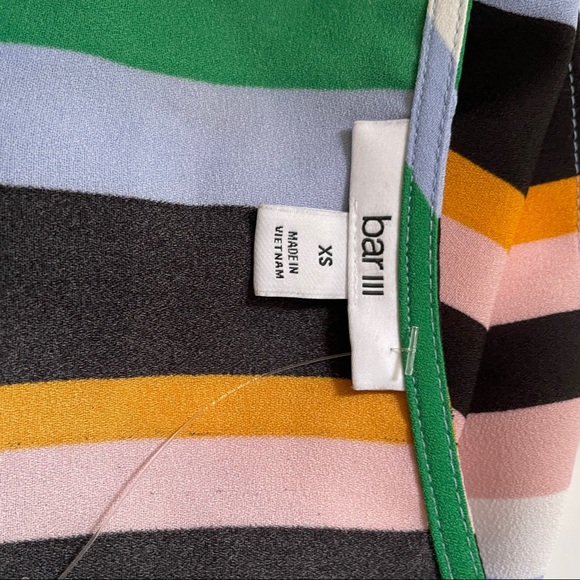 Bar III Green, Black, Blue, Yellow Striped Wrap Style Top New with Tags - Picture 7 of 12